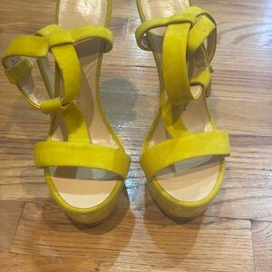 Giuseppe Zanotti Yellow Suede Heelless Heels